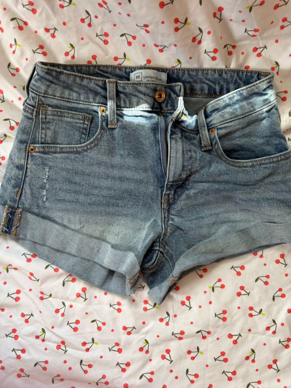 RE/DONE Light Wash Denim Roll-Hem Women's Shorts